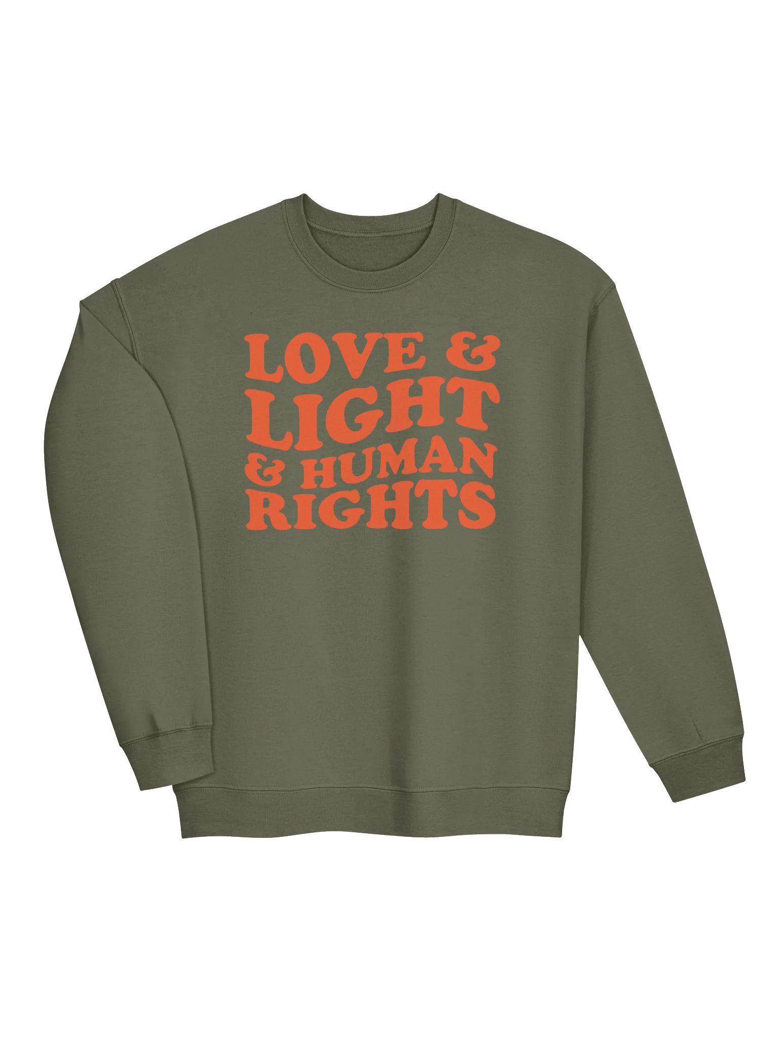 Love, Light & Human Rights Crew Sweatshirt (Orange) product image (9)