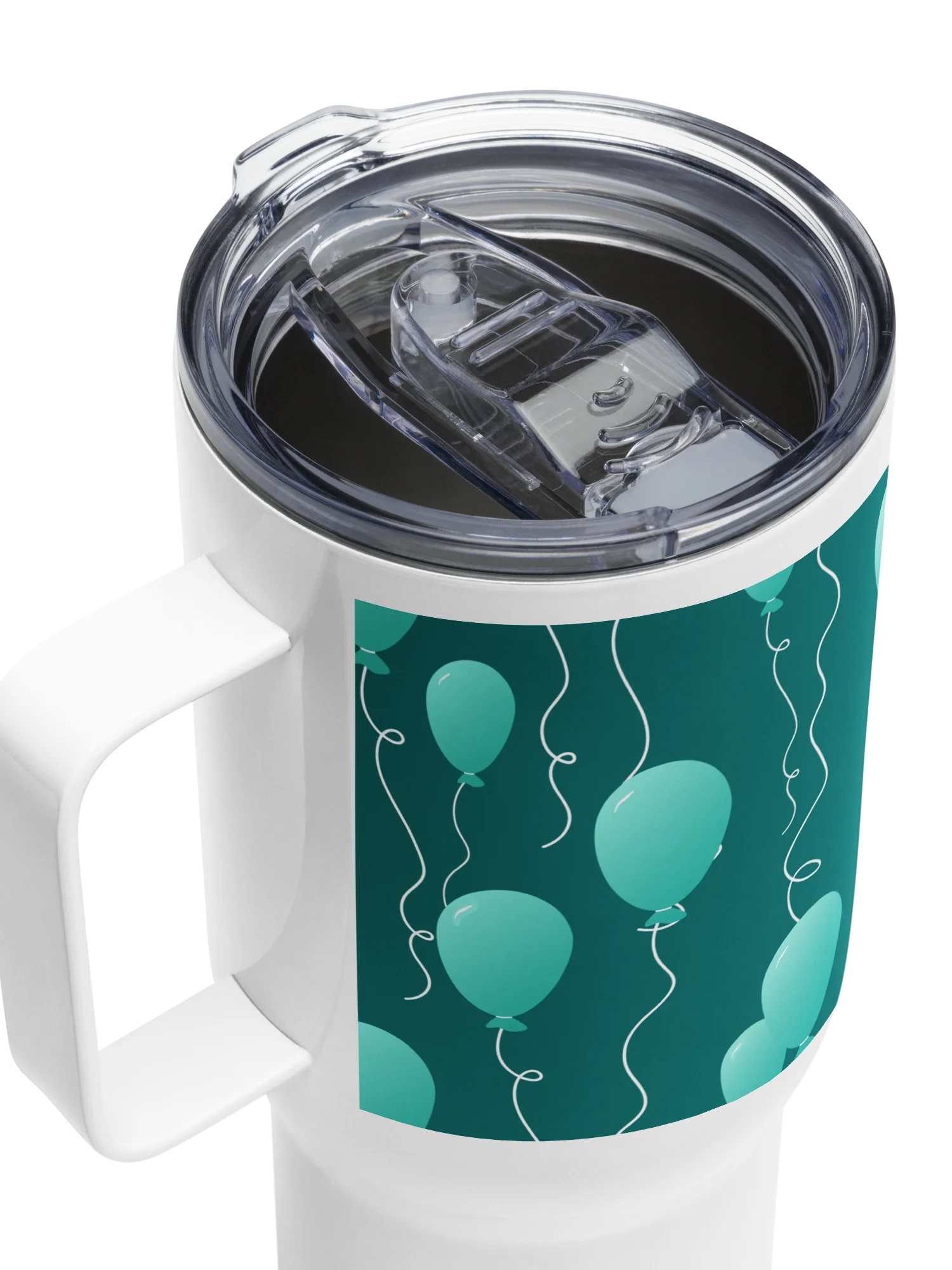 Party Time! Teal Balloon Stainless Steel Travel Mug with Handle product image (9)