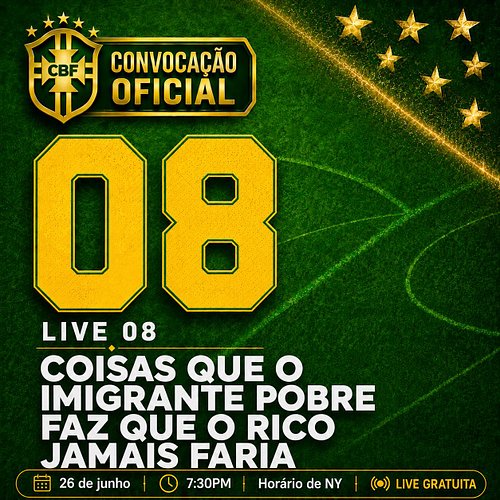Última live e nela eu vou te entregar algo que você gostaria de ter escutado antes.

É a saideira, te encontro hoje às 7:30pm...
