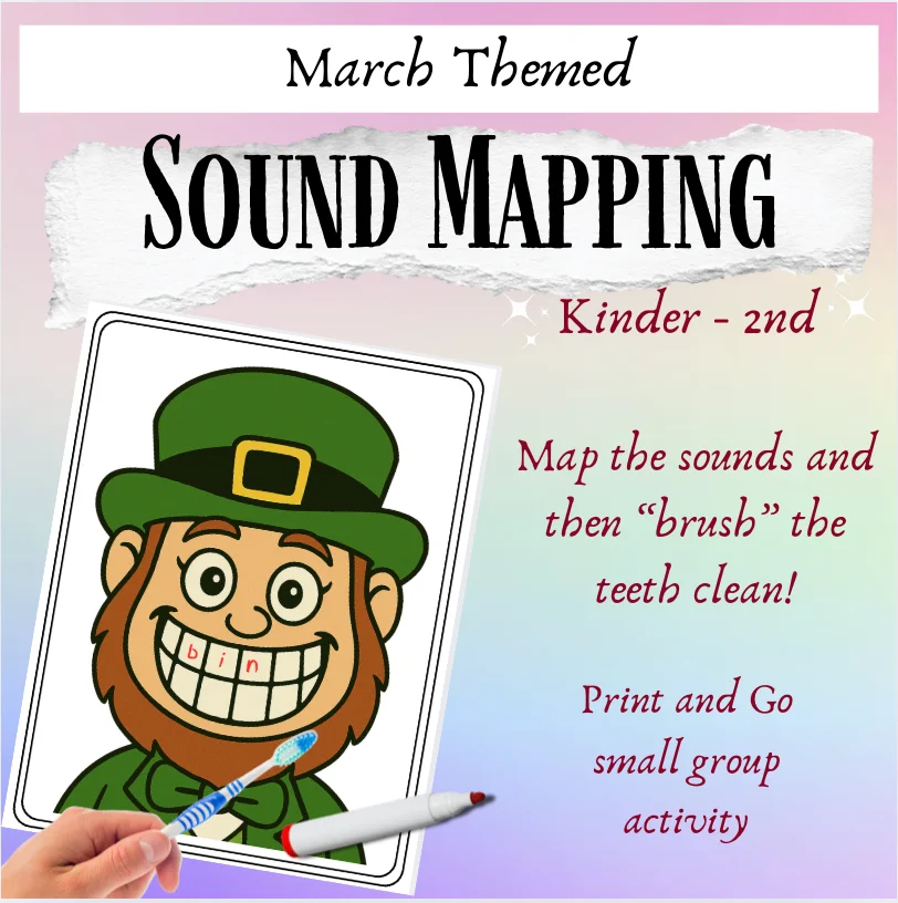 March Phonics & Math Centers – Teeth Elkonin Boxes for Sound Map product image (1)