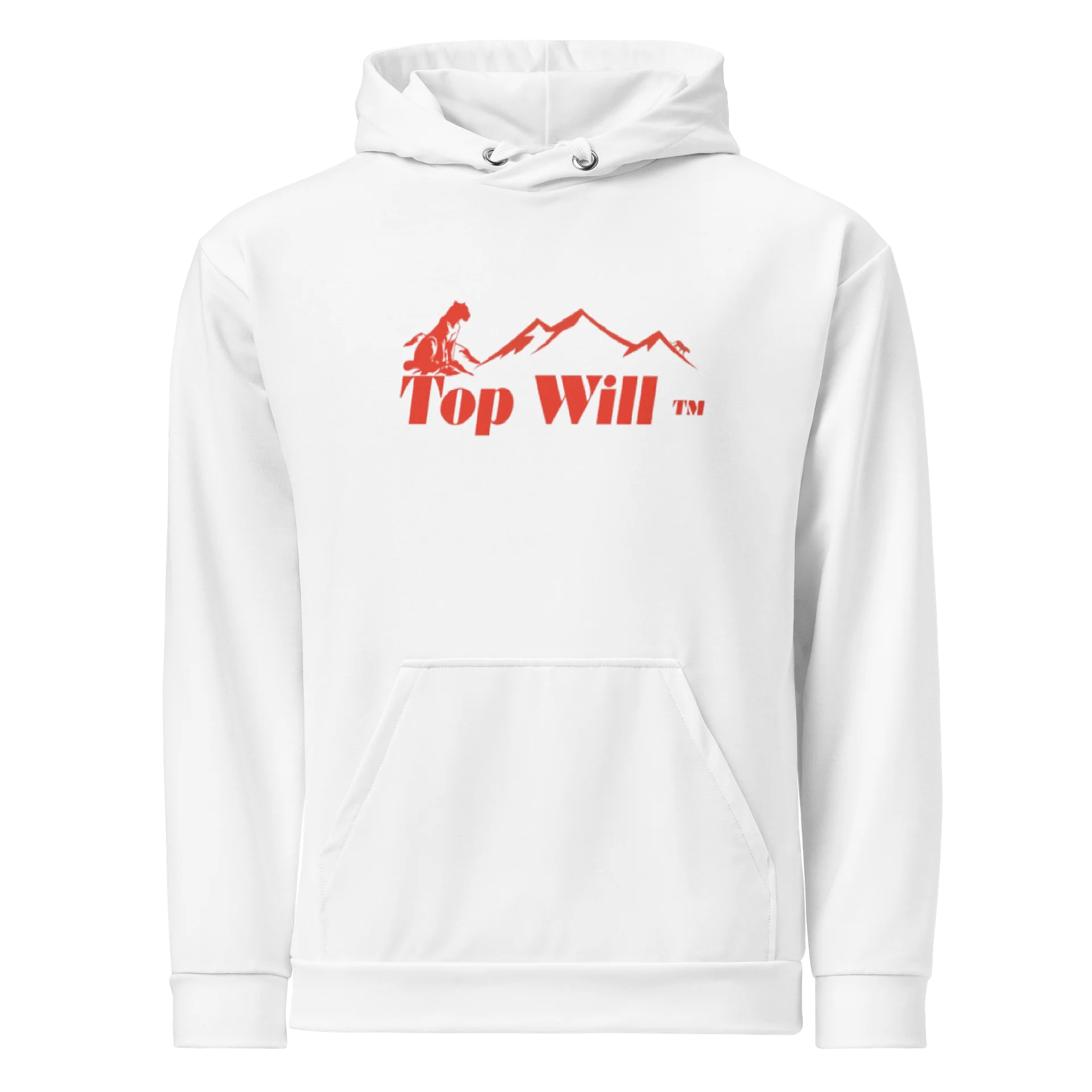 Top Will ™ Unisex White & Red Cotton Hoodie product image (1)