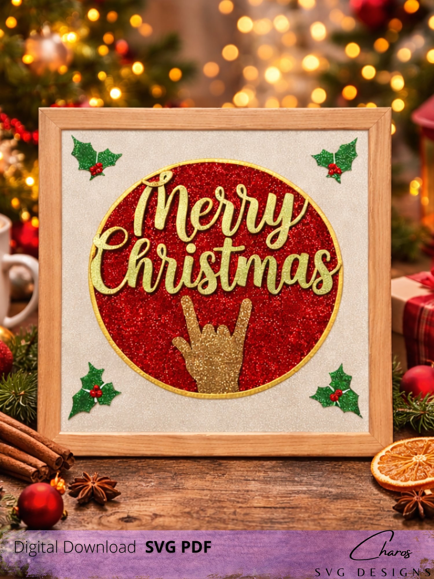 3D ASL Merry Christmas SVG Layered Shadow Box Design product image (5)
