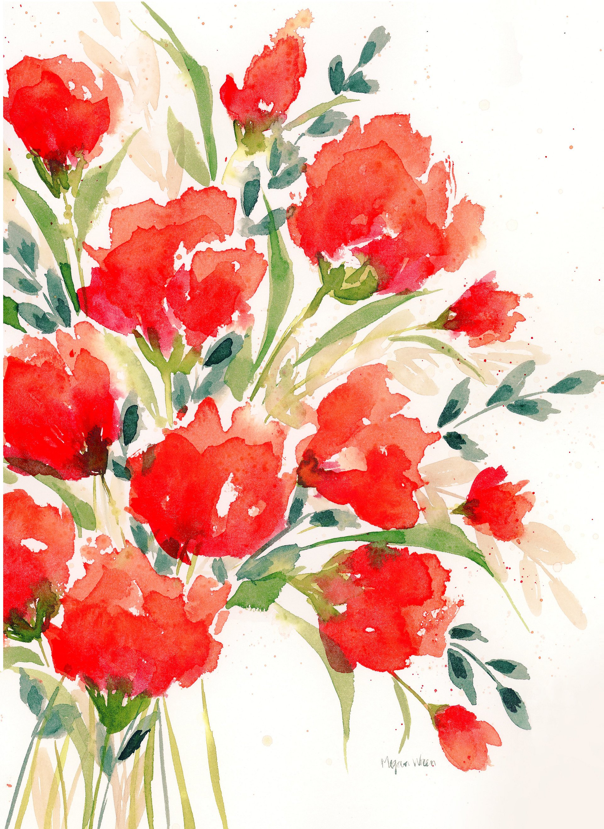 Floral Watercolor Print - Ruby Red Dance product image (2)