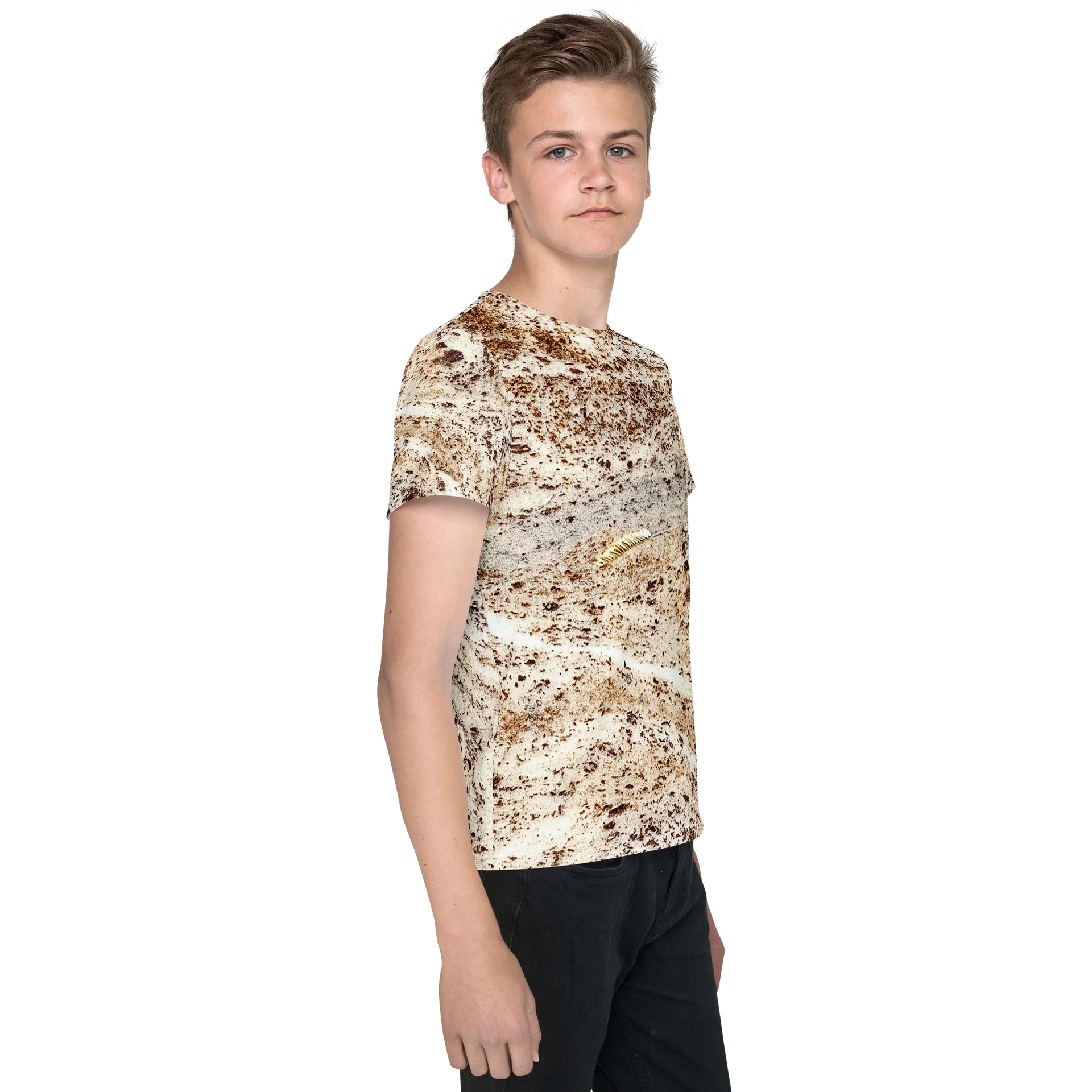 Espresso Swirl All-Over Print Youth Crew Neck T-Shirt product image (4)
