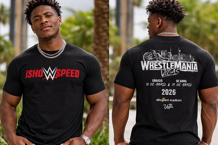 WWE WrestleMania 42 IShowSpeed "Las Vegas 2026" Event Shirt product image (1)
