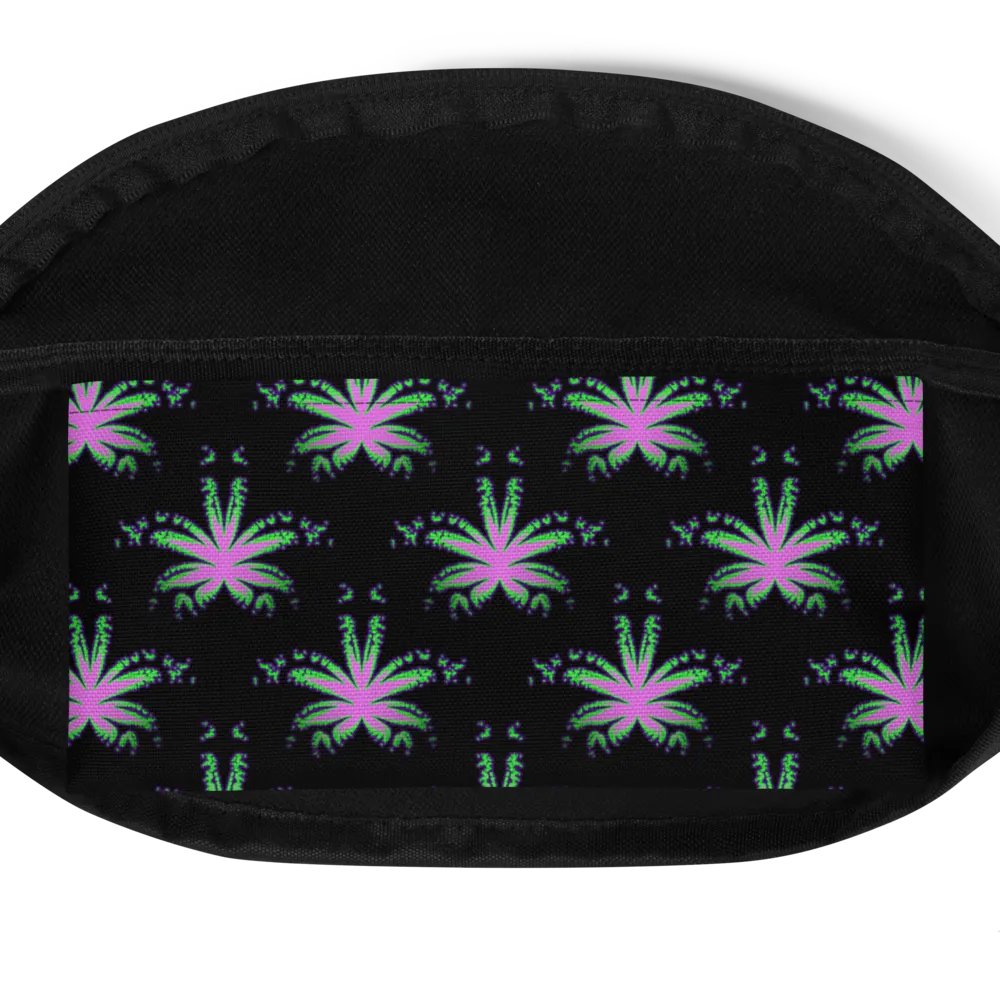 Cannabis Leaf 420 Fanny Pack, Pink Neon Green Black Stoner Bag, Weed Lover Accessory product image (4)