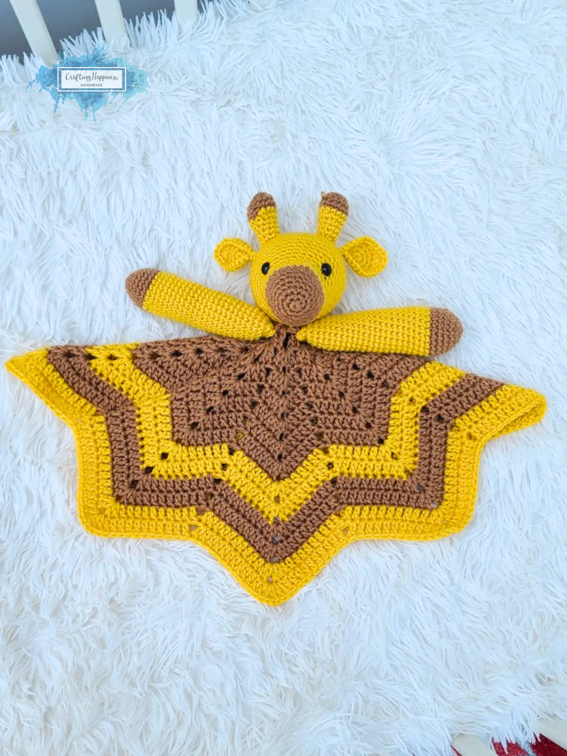 Crochet Giraffe Lovey Blanket Pattern, Safari Baby Comforter PDF Pattern - Crafting Happiness product image (4)