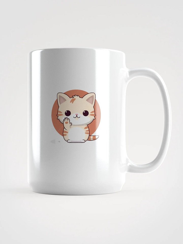 Chibi Cat Wave White Glossy Mug product image (1)