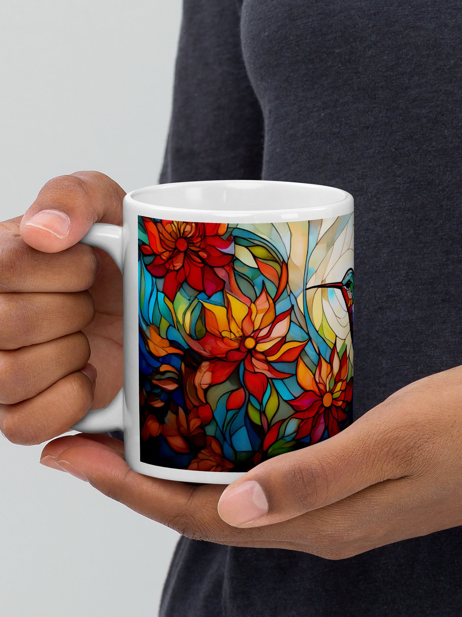 Hummingbird Mug Stained Glass Floral product image (3)