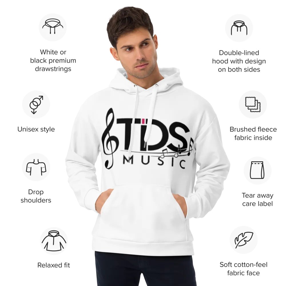 TDS Music Logo Unisex Recycled Hoodie - White, Musical Design product image (9)