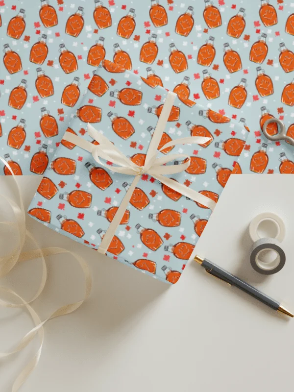 Canadian Maple Syrup Pattern Wrapping Paper, 3 Pack product image (1)