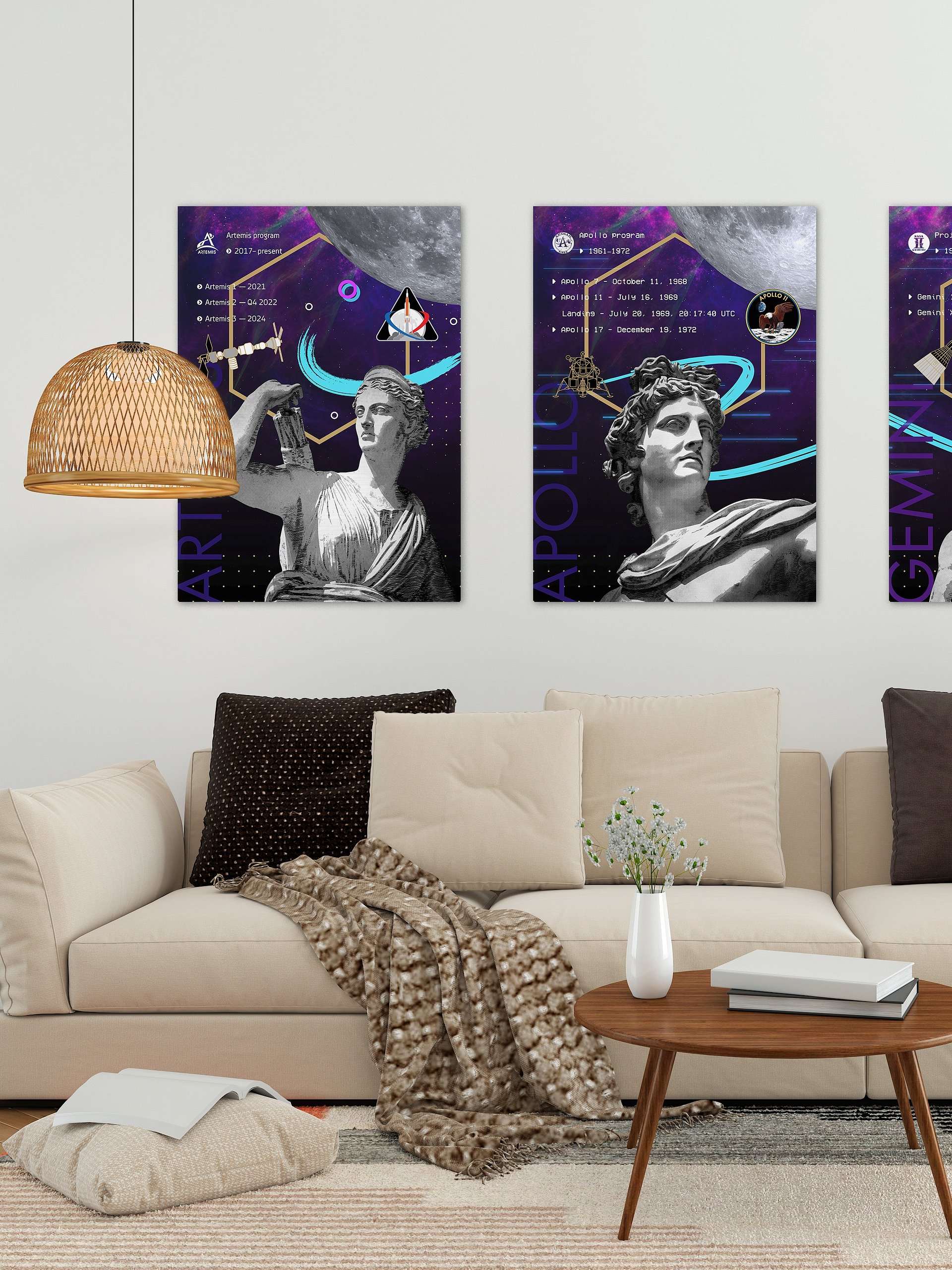Vaporwave poster: Synthwave NASA Artemis program [synthwave/vaporwave/retrowave] — space poster, retrowave poster, neon poster, aesthetic product image (3)