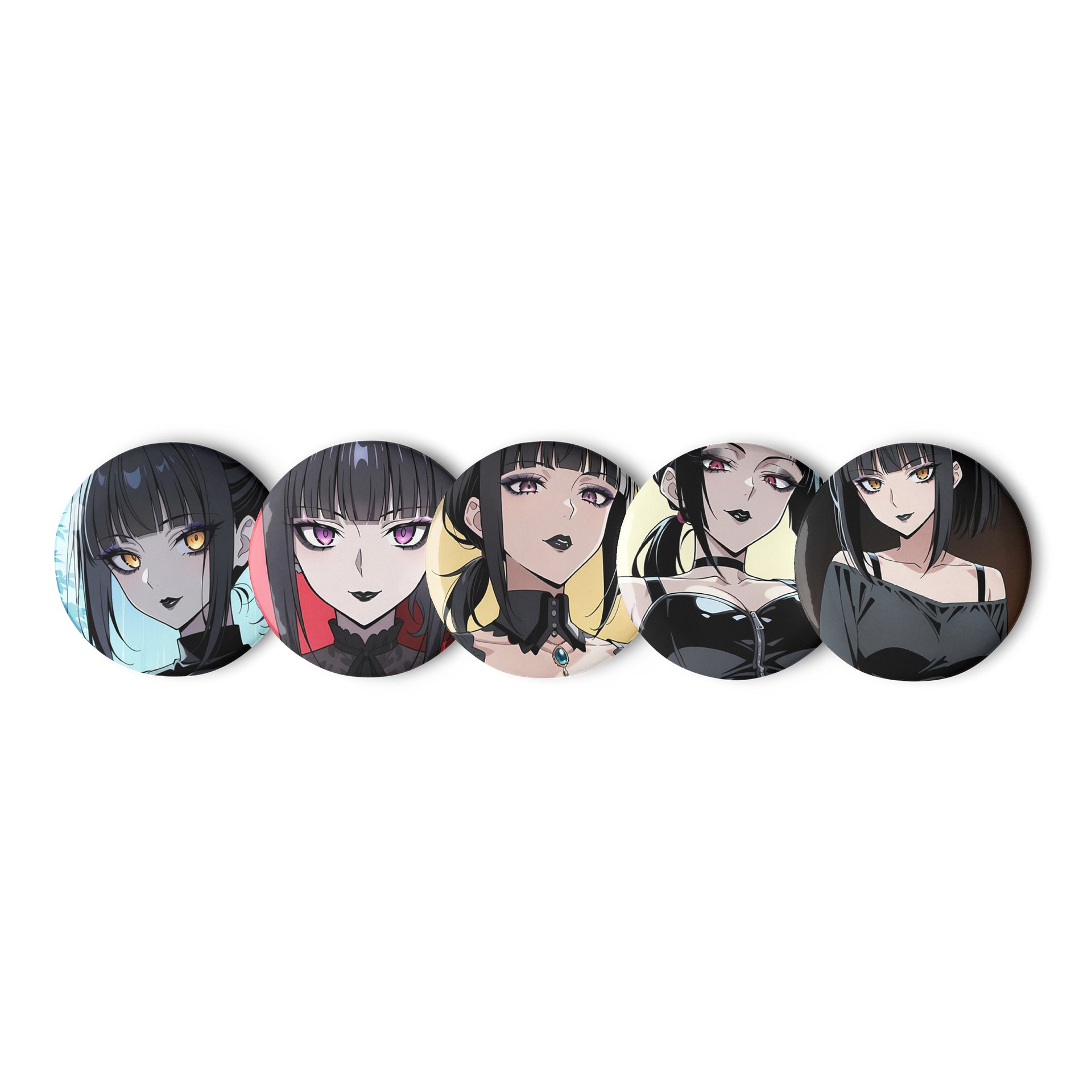 Luna Rain Original Character Emo Pin Button Set 5-Pack | Golden Eyes Rain Aesthetic Mysterious Soul product image (1)