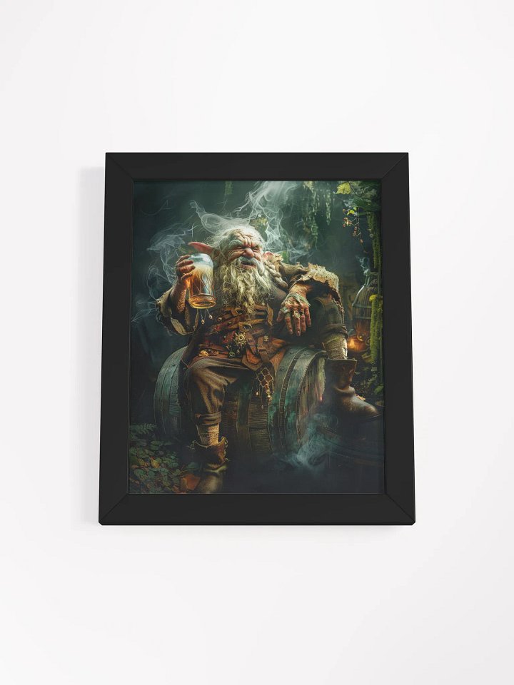 Elder elf drinking a beer - Framed High Quality Matte Poster product image (1)