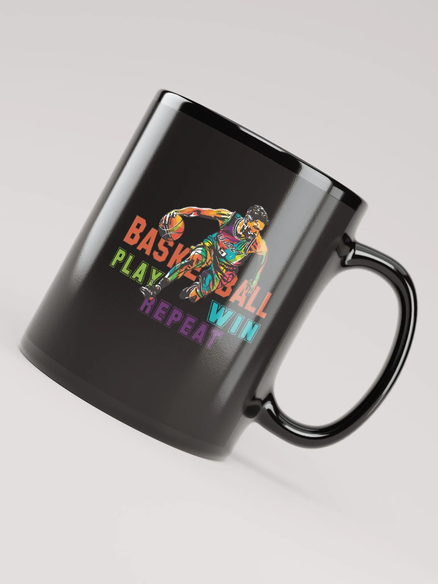 Basketball Play Win Repeat Black Mug product image (7)