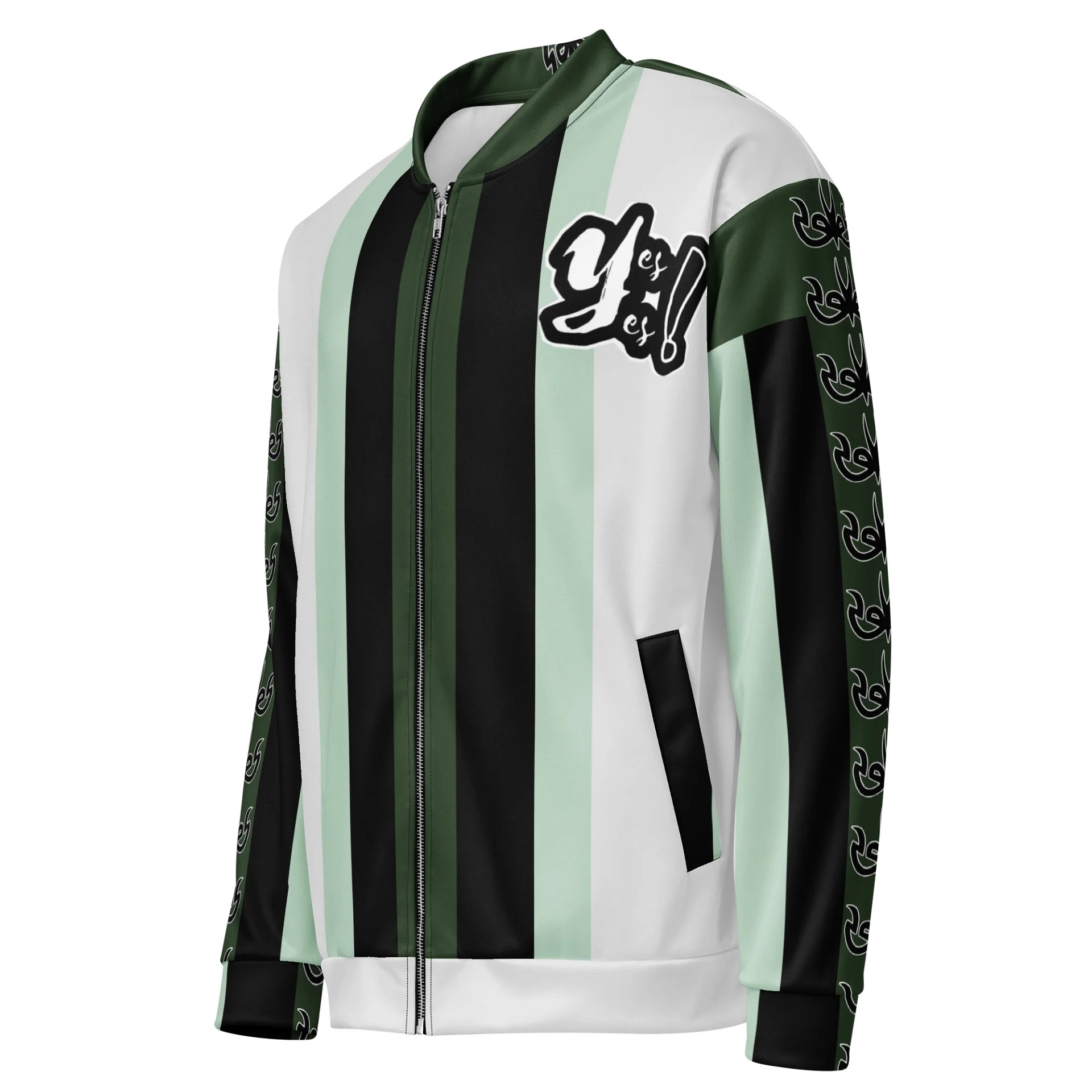 Green Striped Delight Bomber Jacket product image (3)