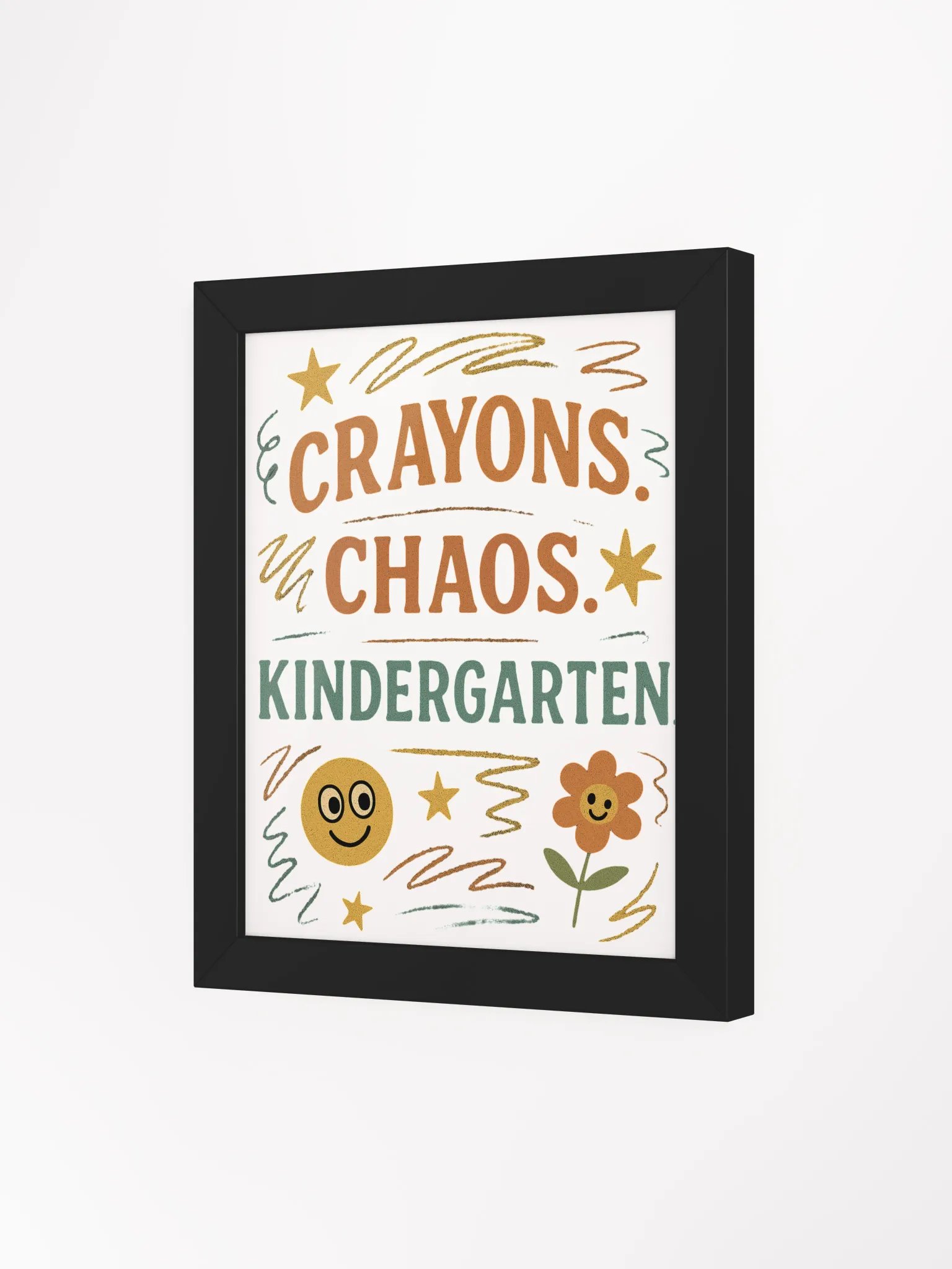 Crayons. Chaos. Kindergarten. Framed Poster – Colorful Wall Art for Teachers product image (14)