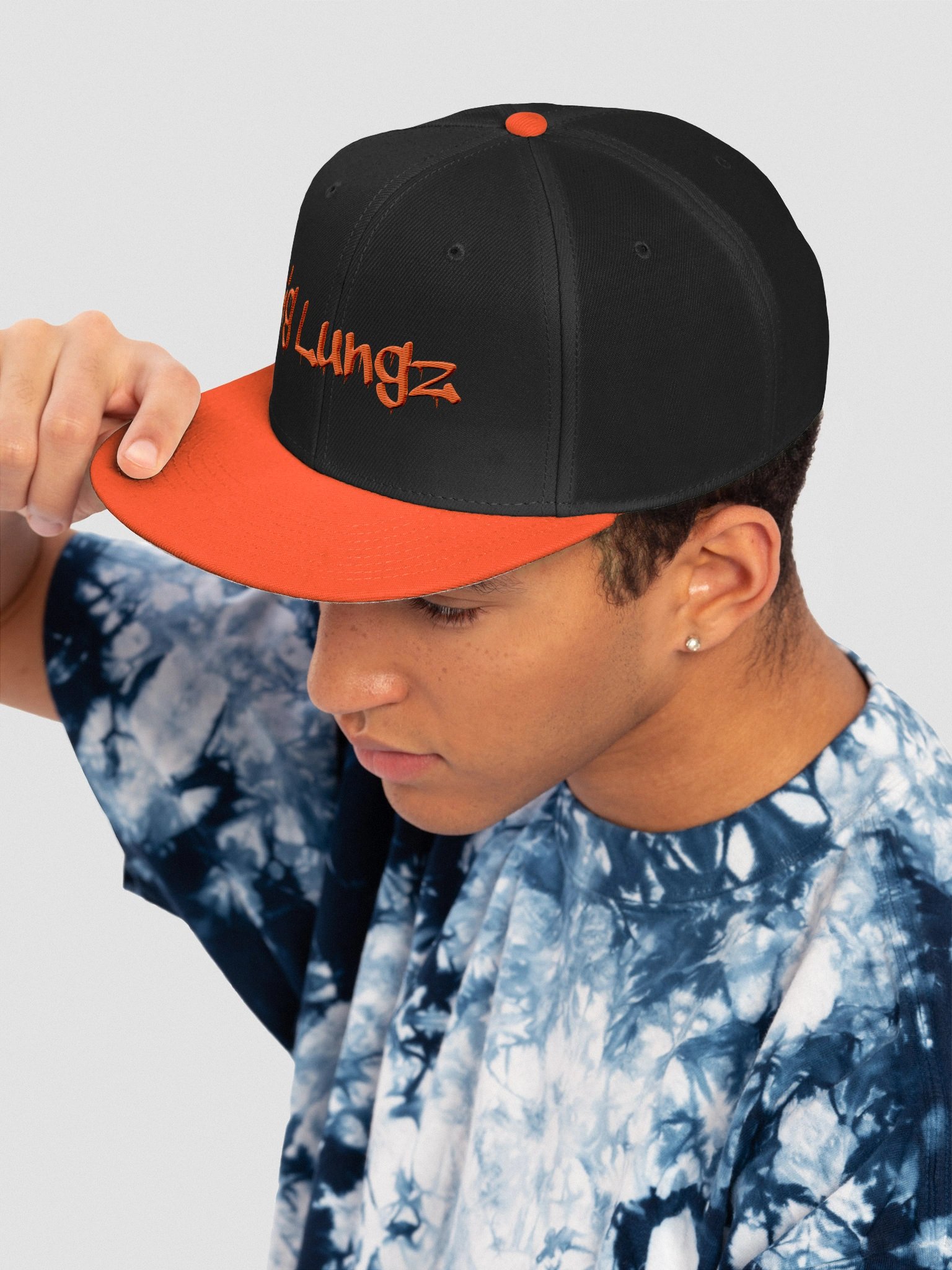 Big Lungz snapback flat-bill hat black/orange product image (7)