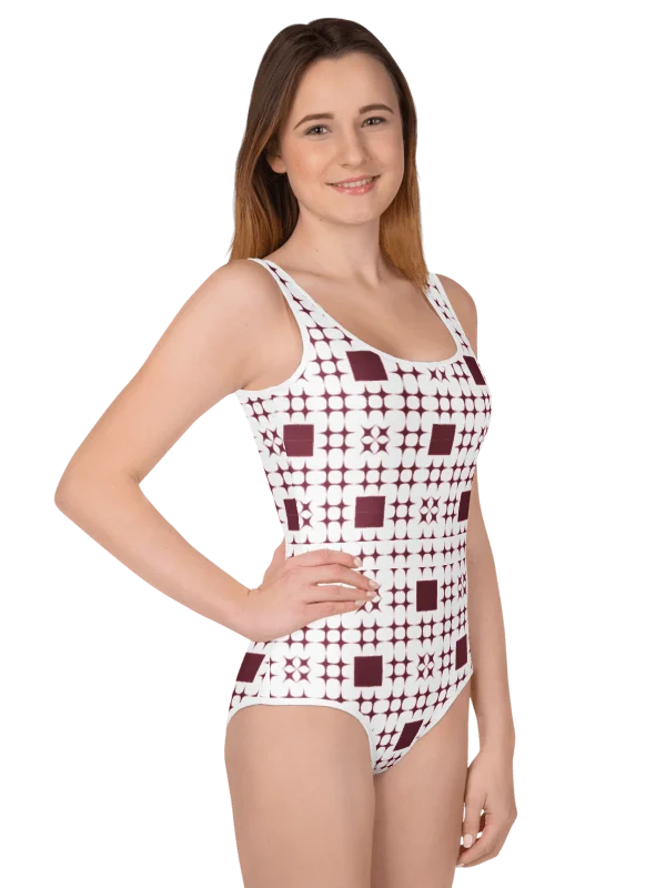 Abstract Red Pixel All-Over Youth Swimsuit product image (2)