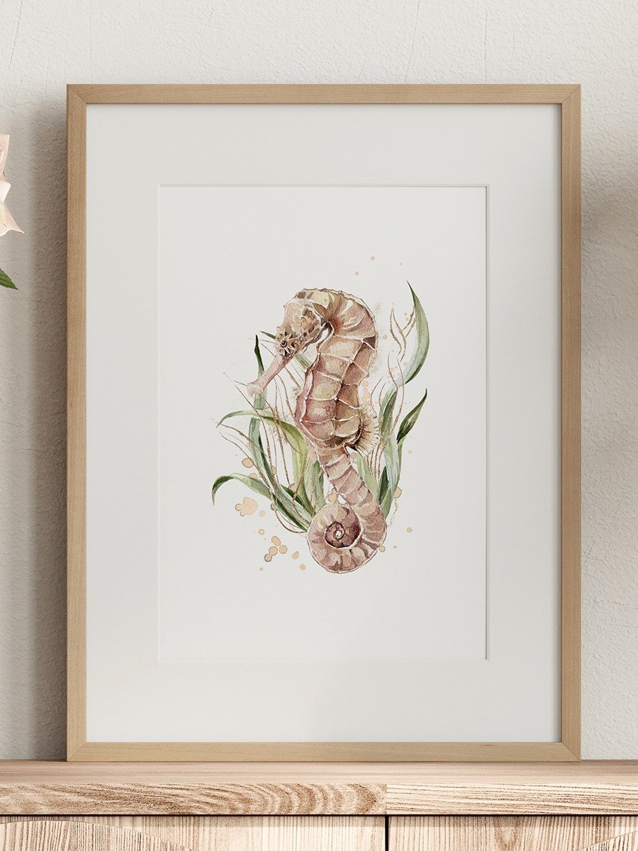 Seahorse Watercolor with Seaweed product image (2)