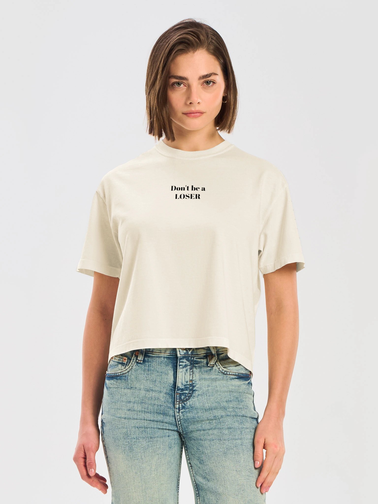 Don't be a LOSER womens boxy Tee Bone product image (5)