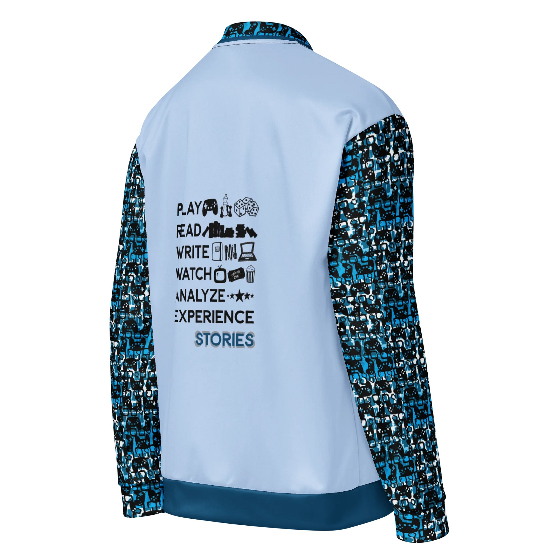 Experience Stories Unisex Bomber Jacket (Blue, Pale Blue, and Black) product image (4)