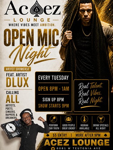 #tonight Tuesdays open mic night @acezloungemke_ featuring artist @dluxmusic come thru and vibe, drink and sing! #newspot 608...