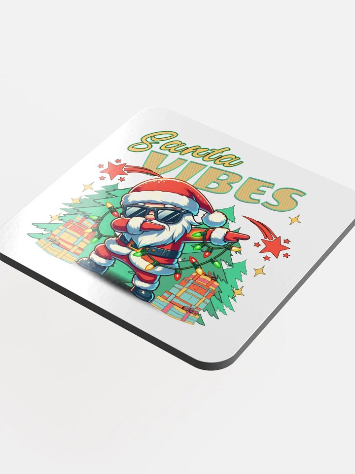 Santa Vibes Dabbing Glossed Cork Coaster product image (1)