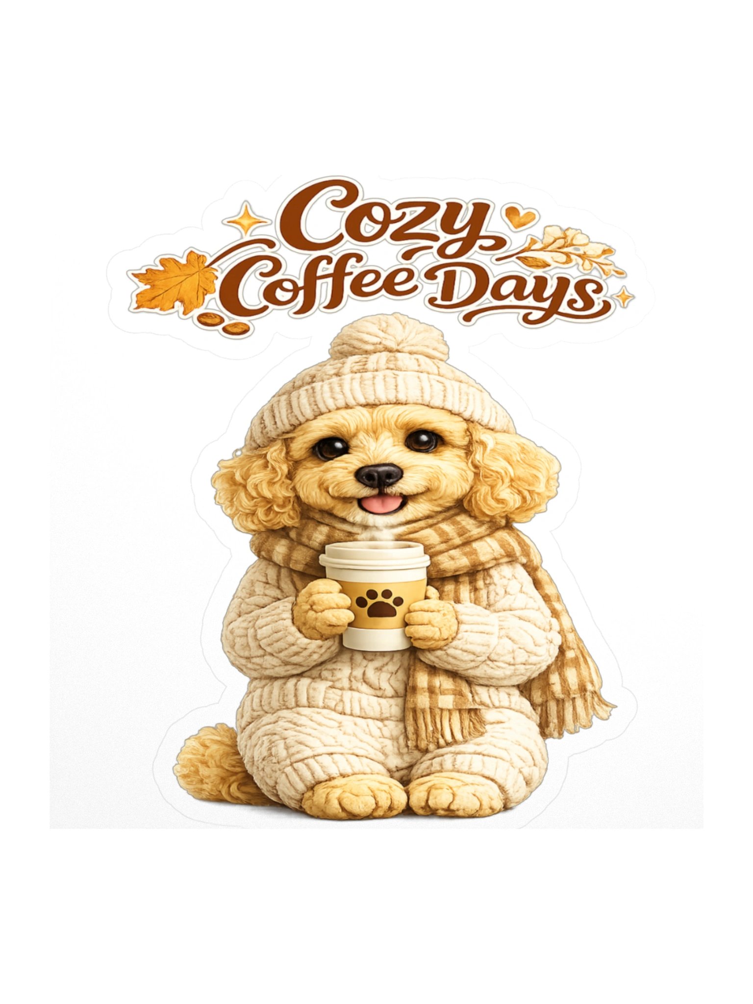 Cozy Coffee Days Dog Kiss Cut Sticker product image (1)