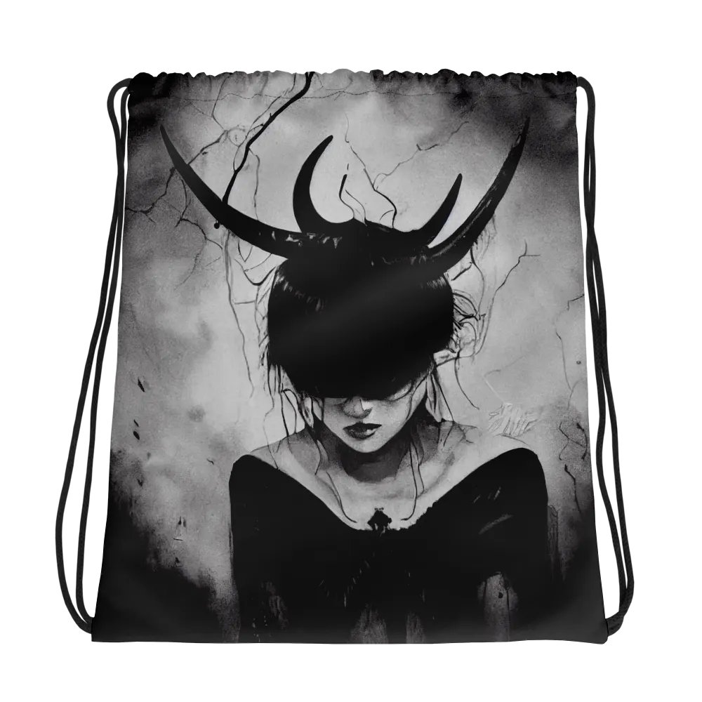 Ethereal Horned Creature Drawstring Bag product image (1)