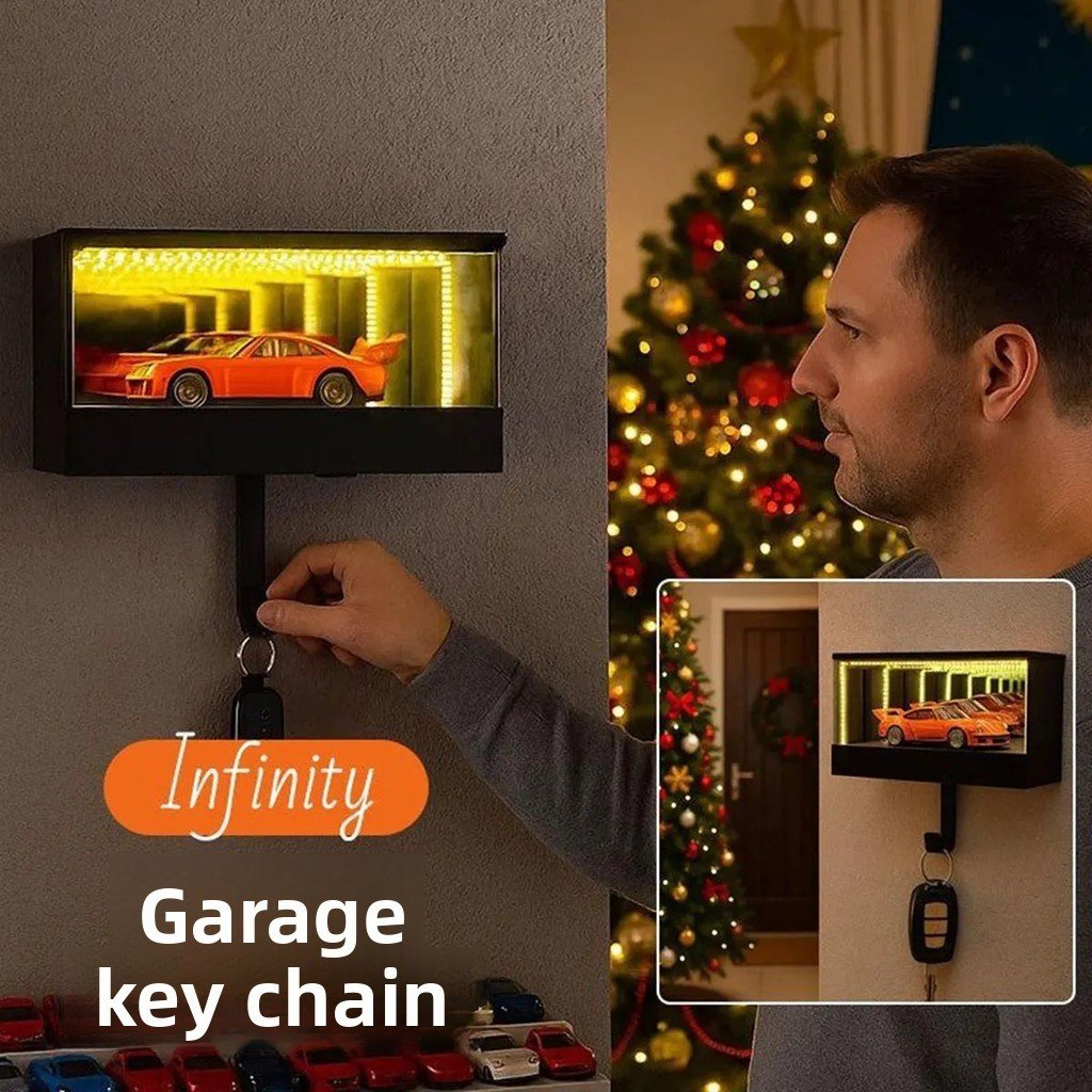 Modern Infinity Mirror Key Rack & Entryway Organizer product image (3)