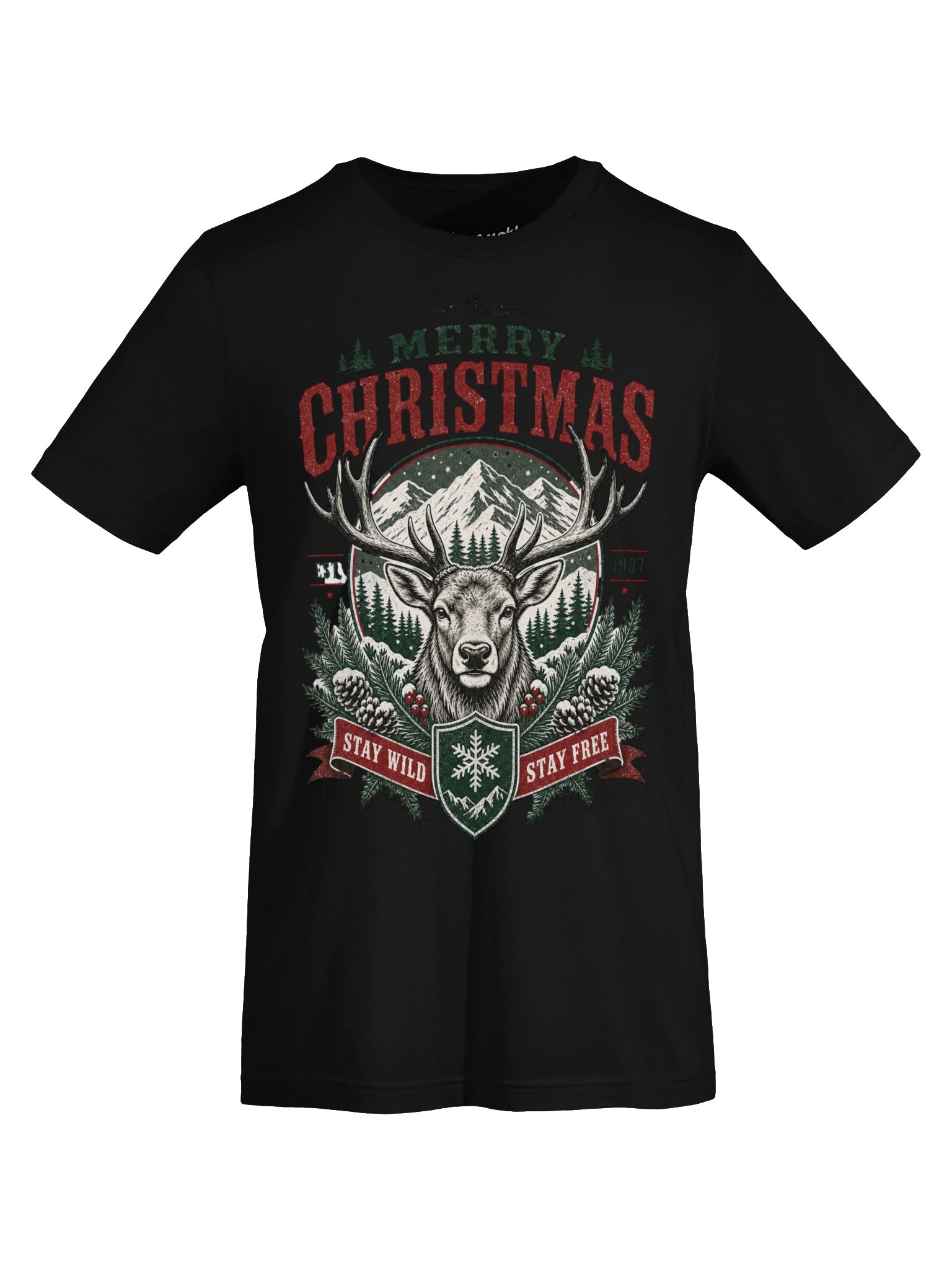 Merry Christmas Stay Wild Deer Tee product image (34)