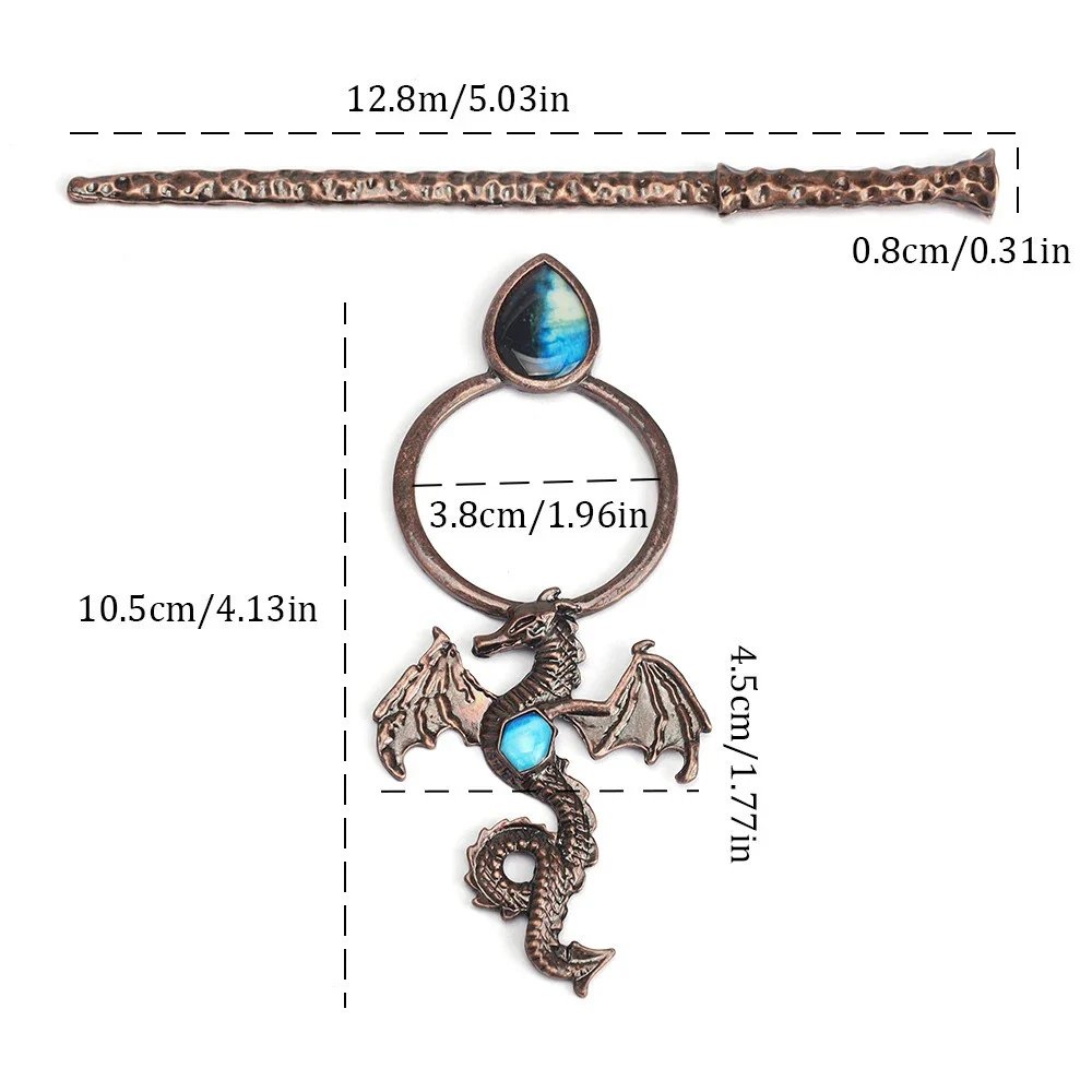 Viking Style Dragon Hair Pin with Labradorite and Moonstone product image (8)