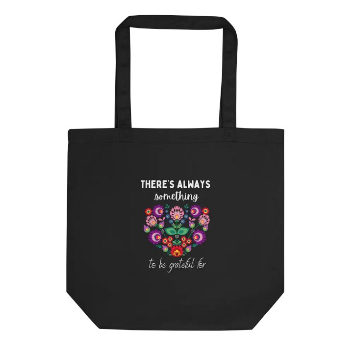 Be Grateful — Organic Cotton Black Tote Bag for Everyday Use product image (1)