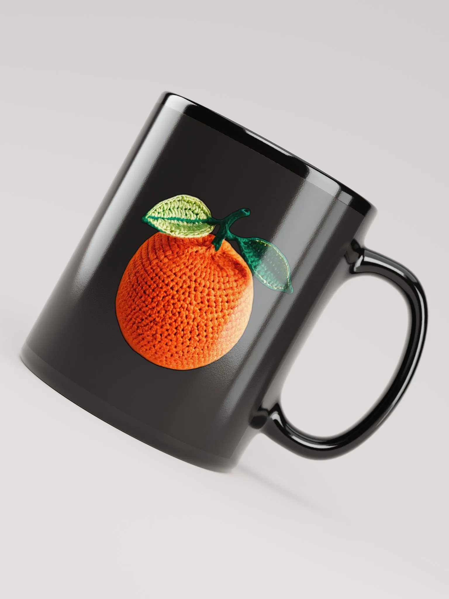 CozyAvocado Black Glossy Mug Crochet Orange #1 product image (4)