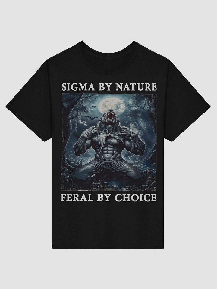 Sigma By Nature Feral By Choice Wolf Ripping Shirt Design - Dark Aesthetic Werewolf Art product image (1)