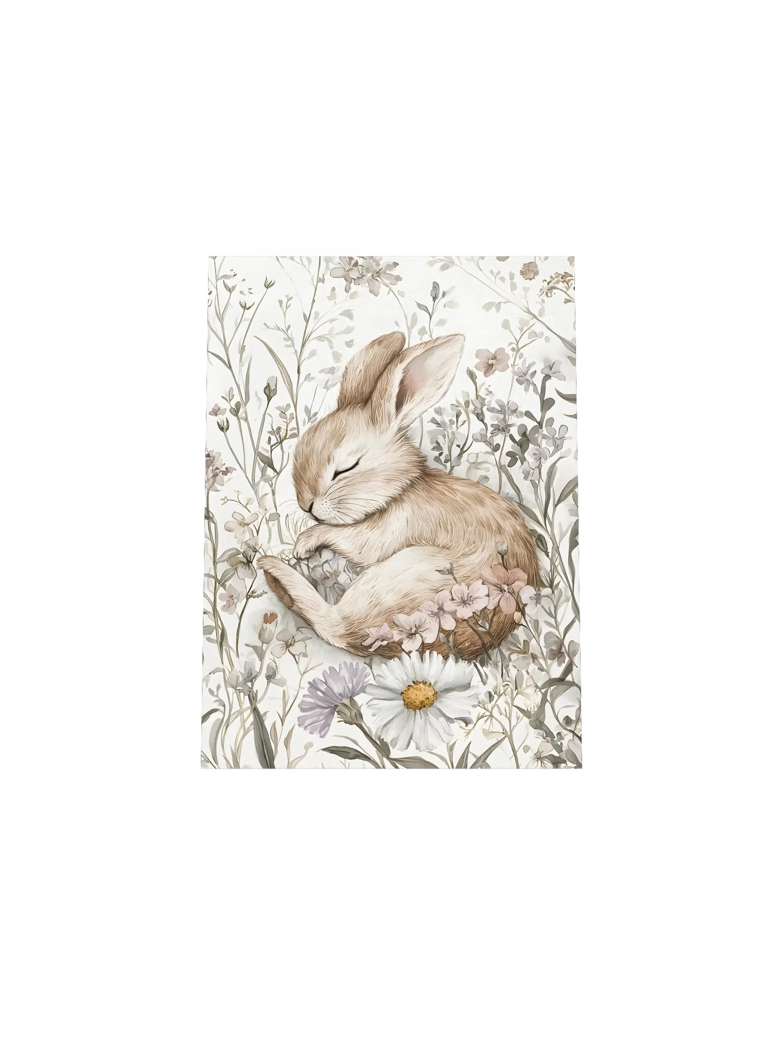 Sleeping Brown Bunny in Daisies and Wildflowers product image (5)
