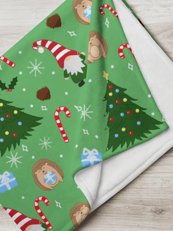 Christmas with my Gnomies in Green Throw Blanket product image (1)
