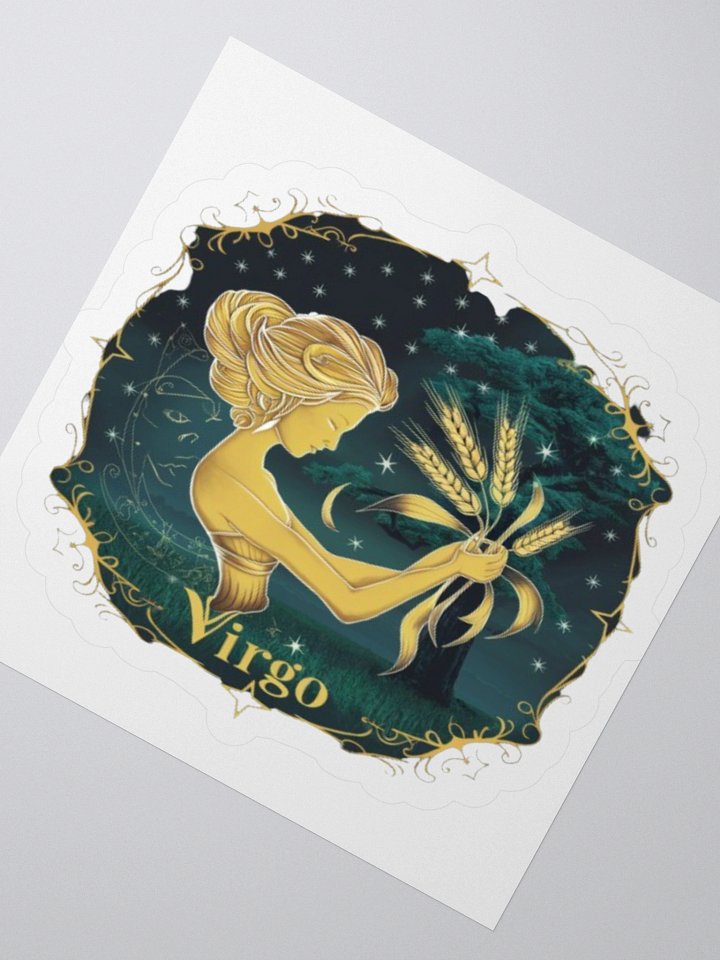 Virgo Zodiac Sticker - Maiden with Wheat & Floral - Durable Vinyl product image (6)