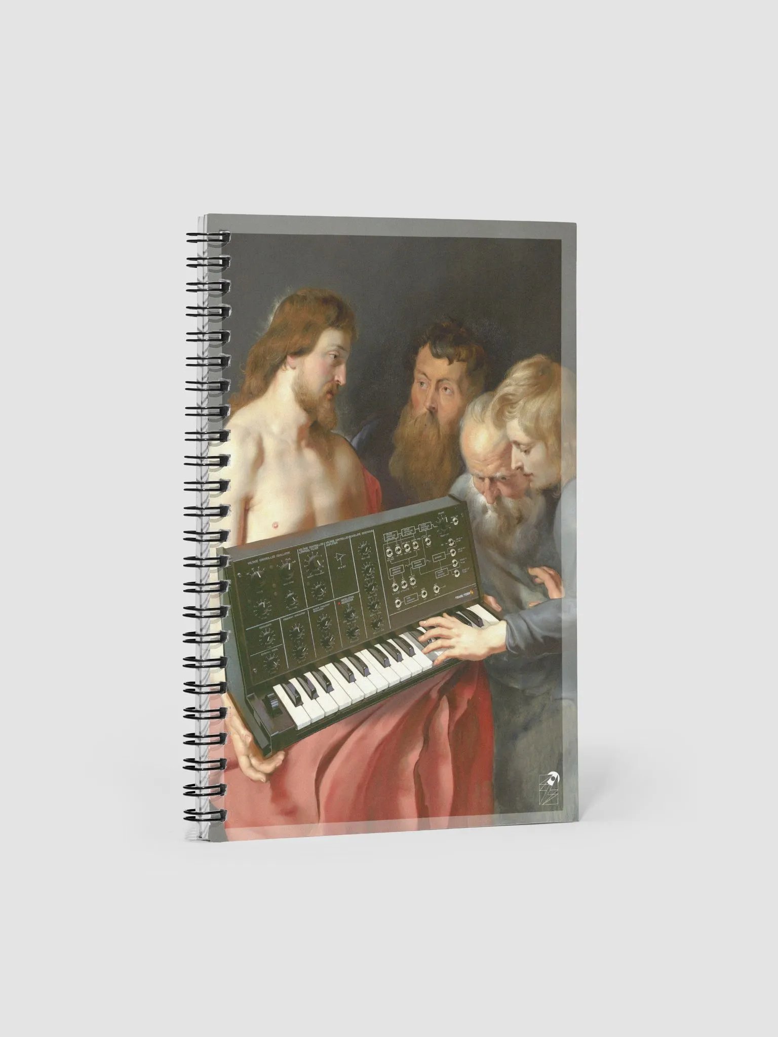 He died for our synths, by Frank Fonik (EDM Techno ( M.S-10 Tribute) Spiral Notebook product image (3)