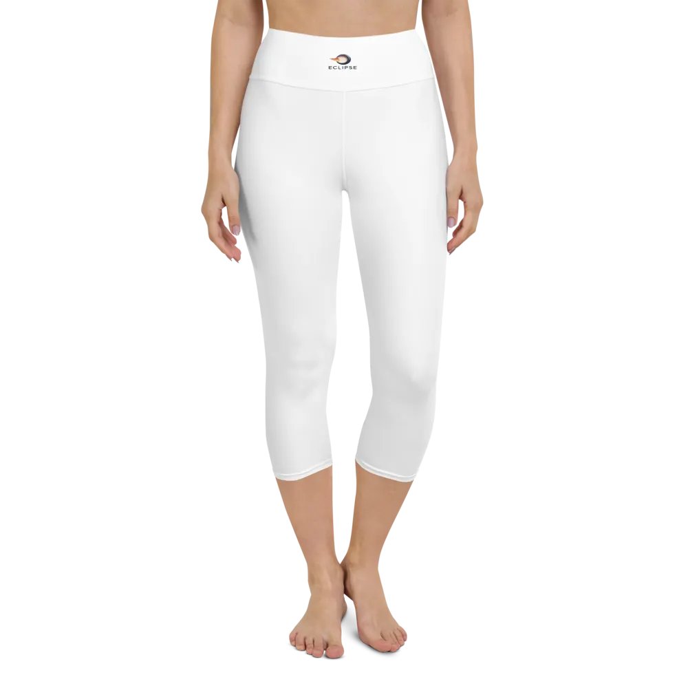 Eclipse High-Waisted Yoga Capri Leggings - White, Exclusive Design product image (1)