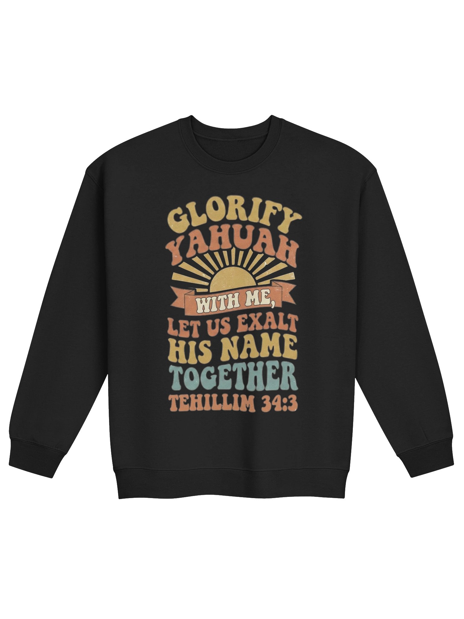 Glorify YAHUAH With Me Retro Sweatshirt | Tehillim 34:3 Scripture Pullover product image (1)
