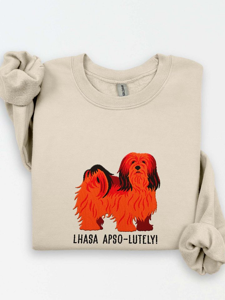 Lhasa Apso-lutely Sweatshirt (Embroidered) of a Lhasa Apso(Red) product image (1)