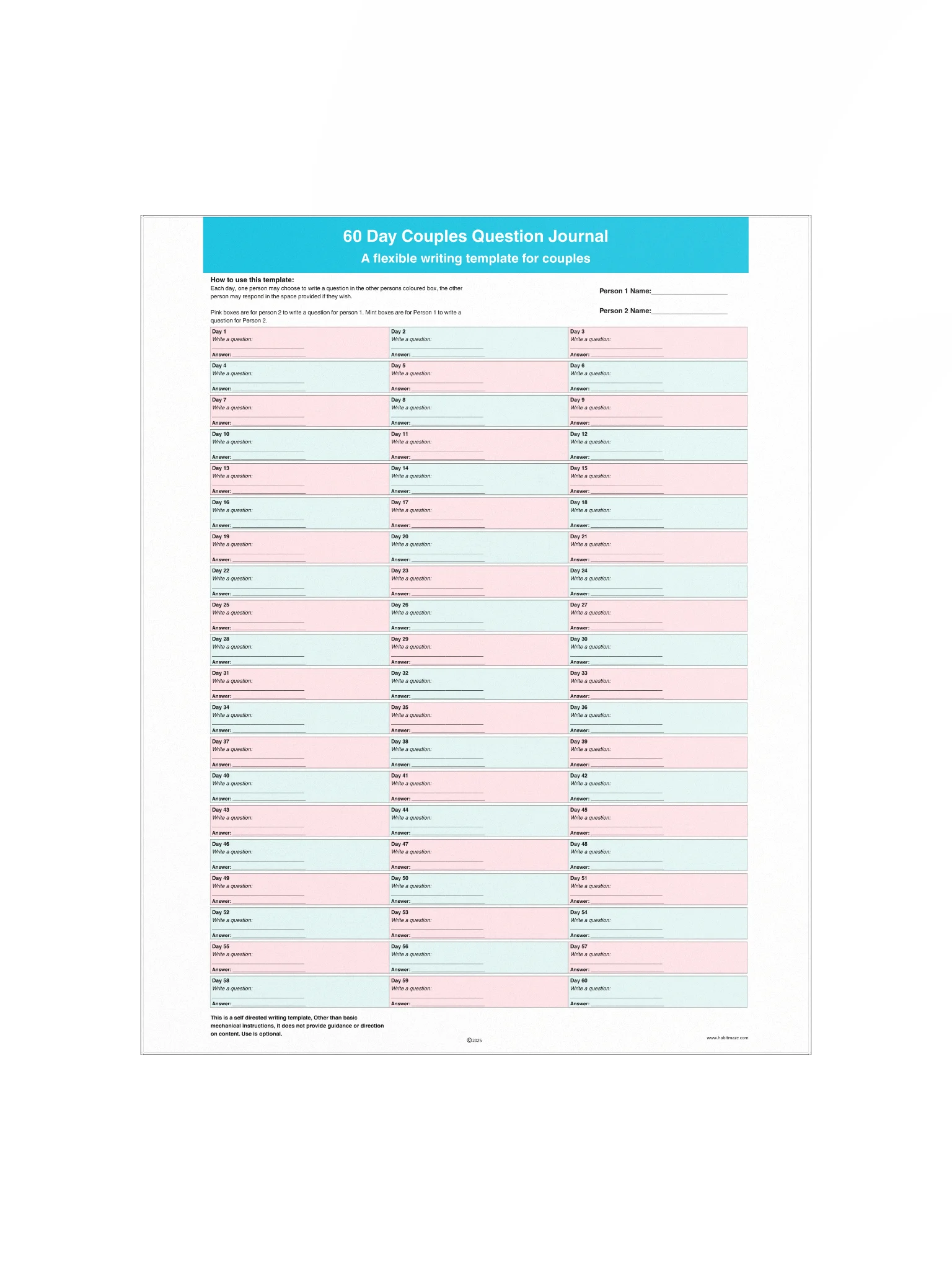 60 Day Couples Question Journal product image (2)