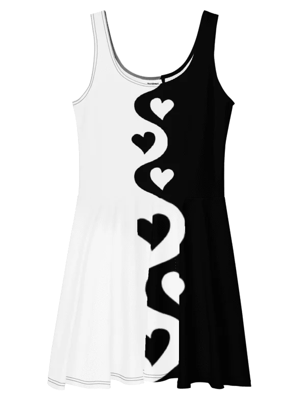 Split Half and Half Hearts Dress | Black and White product image (6)