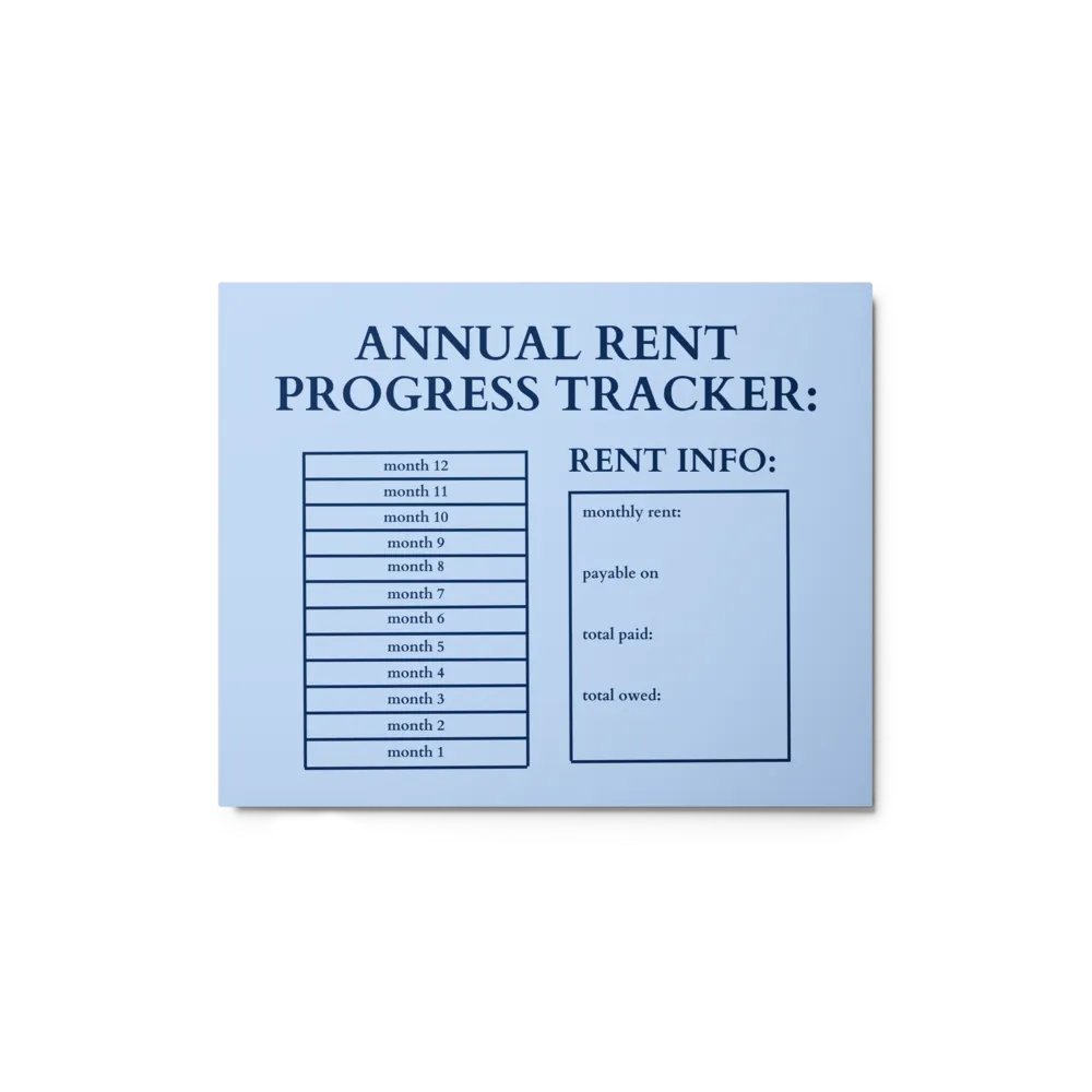 HIGHFALUTIN ANNUAL RENT TRACKER (navy design 1) product image (1)