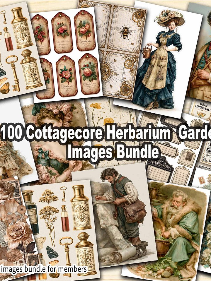 100 COTTAGECORE HERBARIUM GARDEN IMAGES BUNDLE + FREE GIFT: HERBARIUM GARDEN FOLIO & 8 COZY TAGS KIT! product image (2)