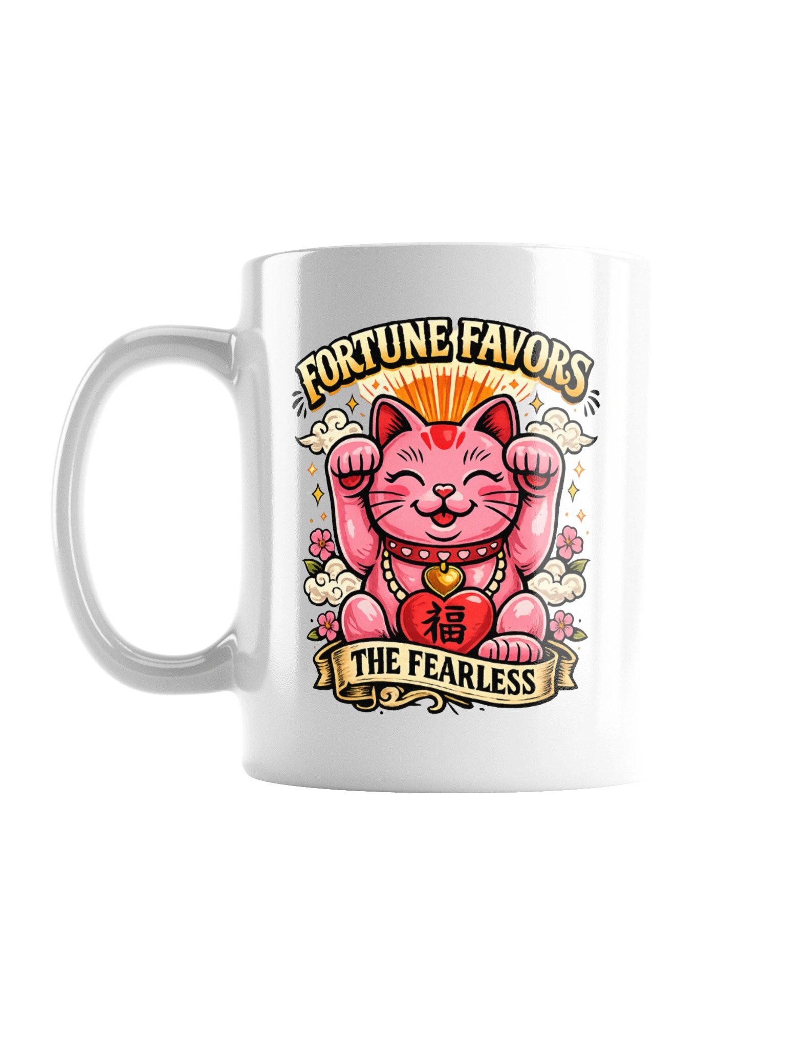 Fortune Favors the Fearless Lucky Cat Mug product image (1)