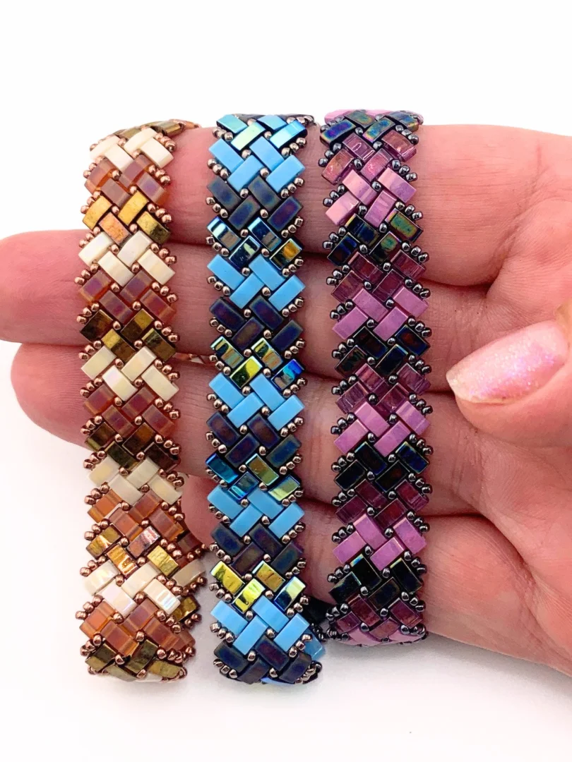 Beading Pattern - Half Tila Herringbone Bangle Bracelet product image (5)