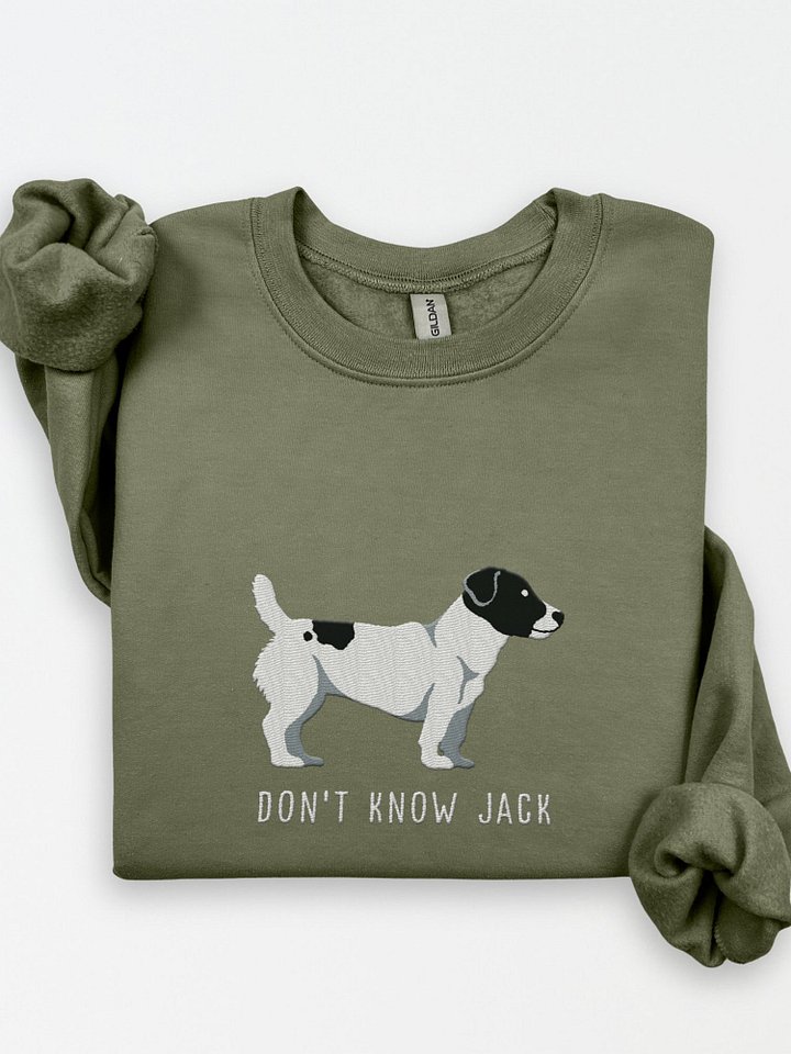 Don't Know Jack Sweatshirt (Embroidered) of a Jack Russell Terrier(Black & White) product image (1)